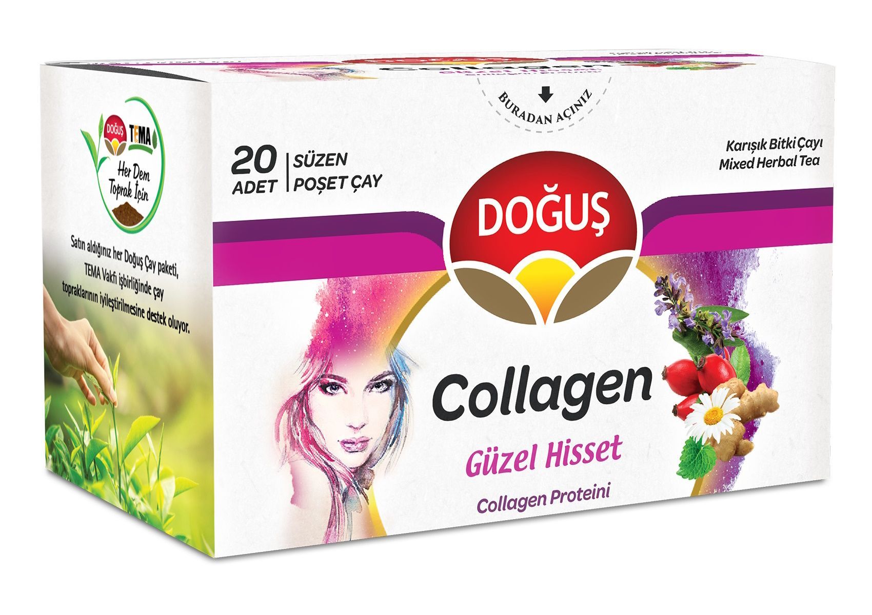 Турецкий травяной чай омолаживающий COLLAGEN Dogus 20 пакетиков