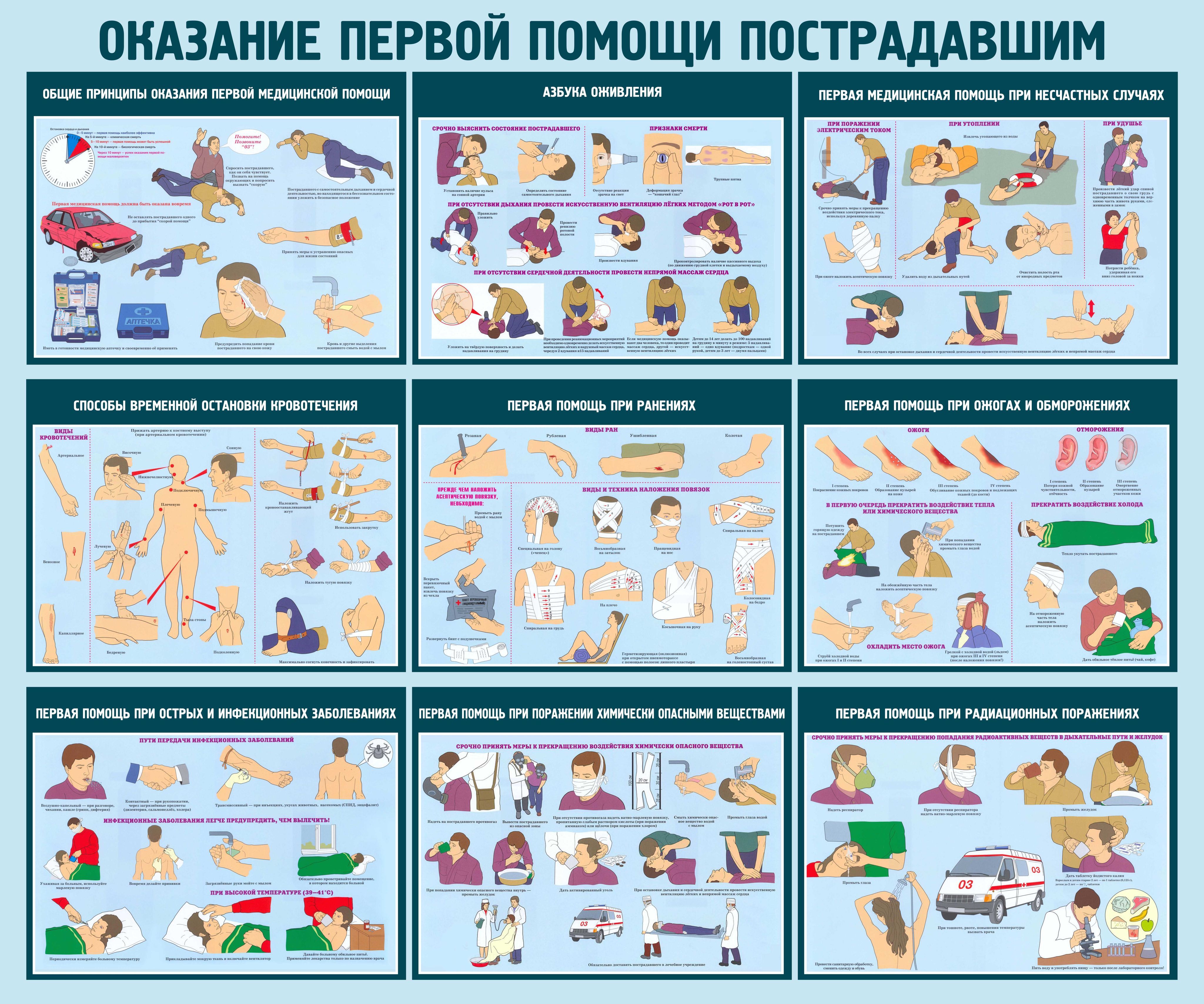 StendMax Плакат "Оказание первой медицинской помощи", 120 см х 100 см