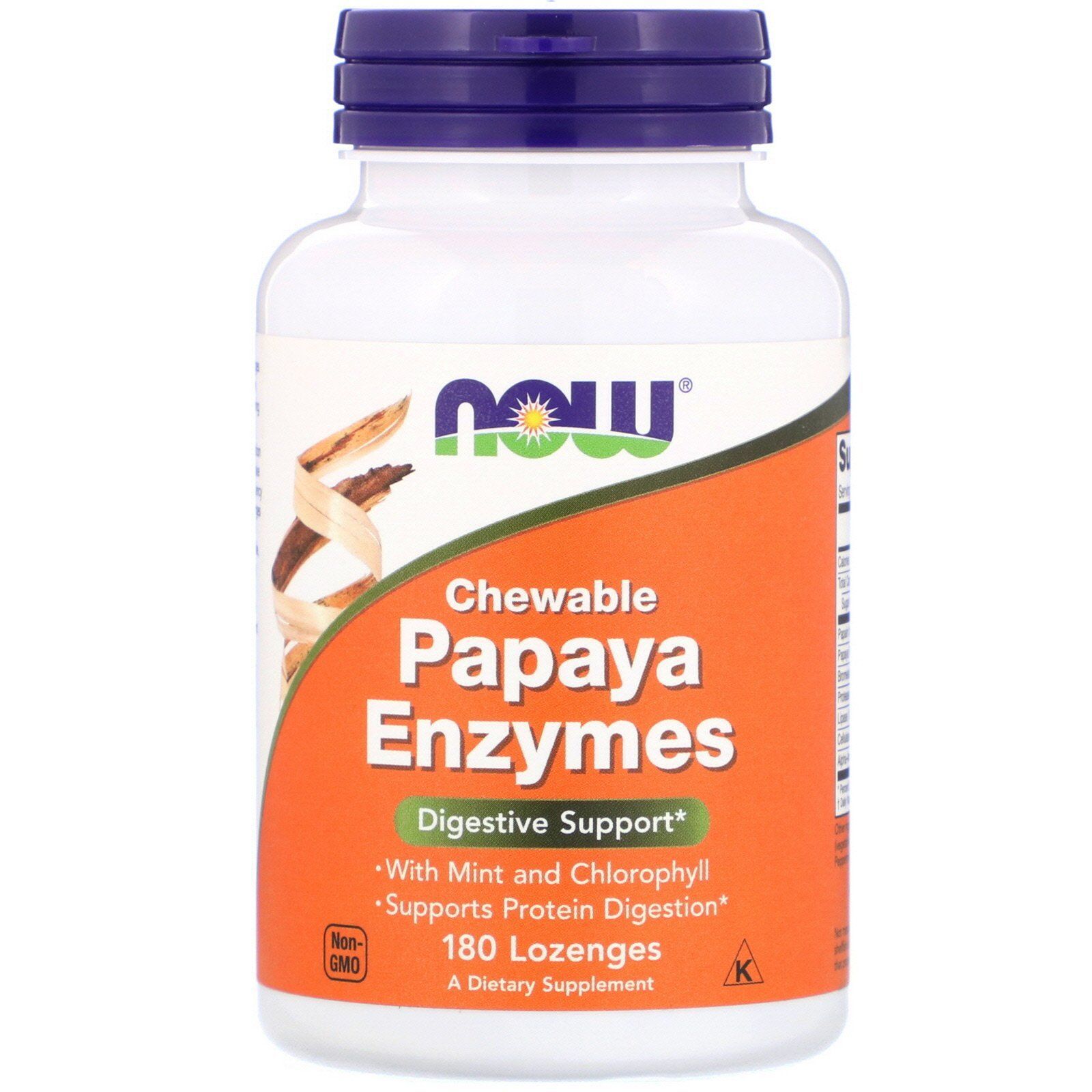 Папайя ферменты, Papaya Enzymes NOW - 180 пастилок (жевательные пастилки массой 162,5 мг)