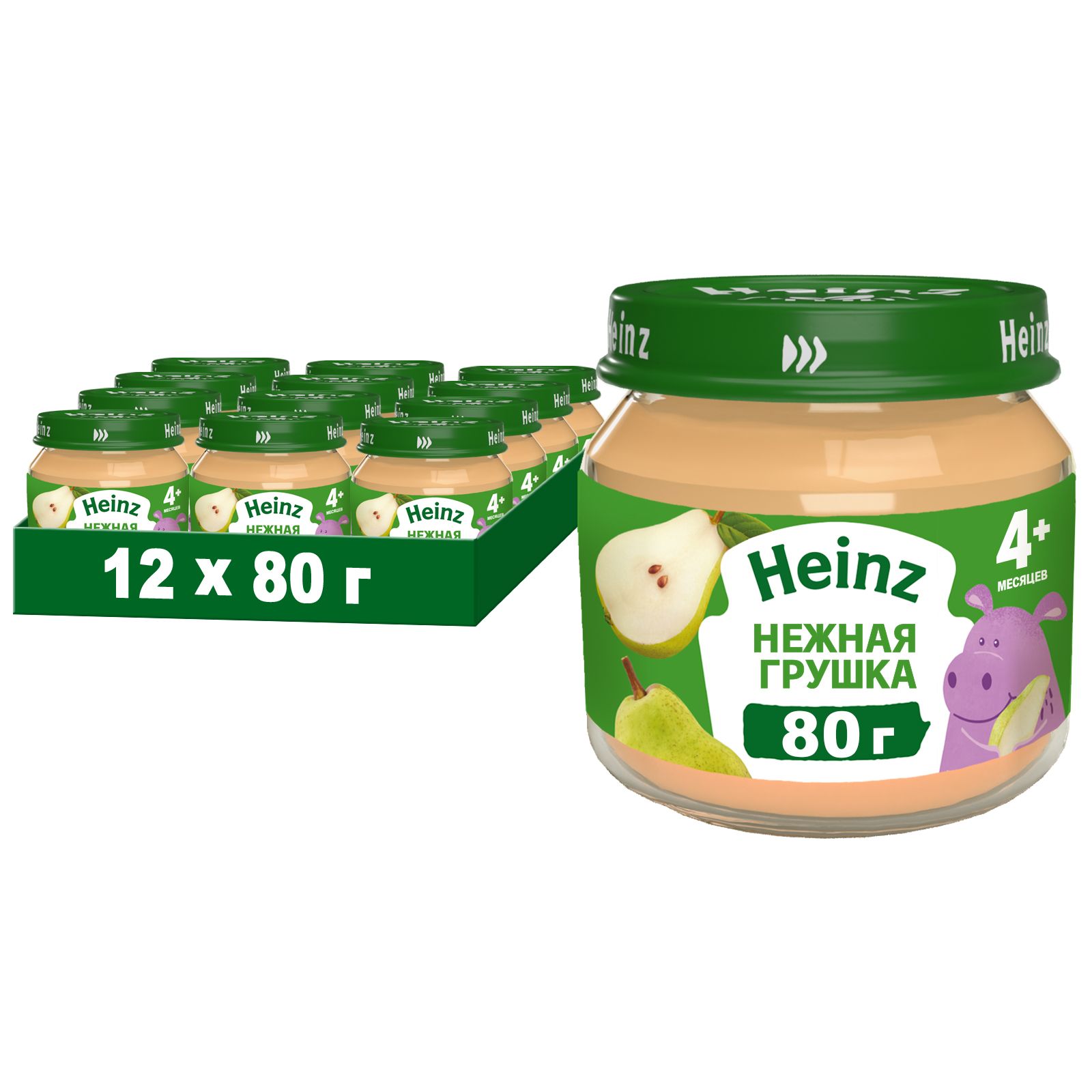 Пюре фруктовое Heinz с 4 месяцев, нежная грушка, 80 г x 12