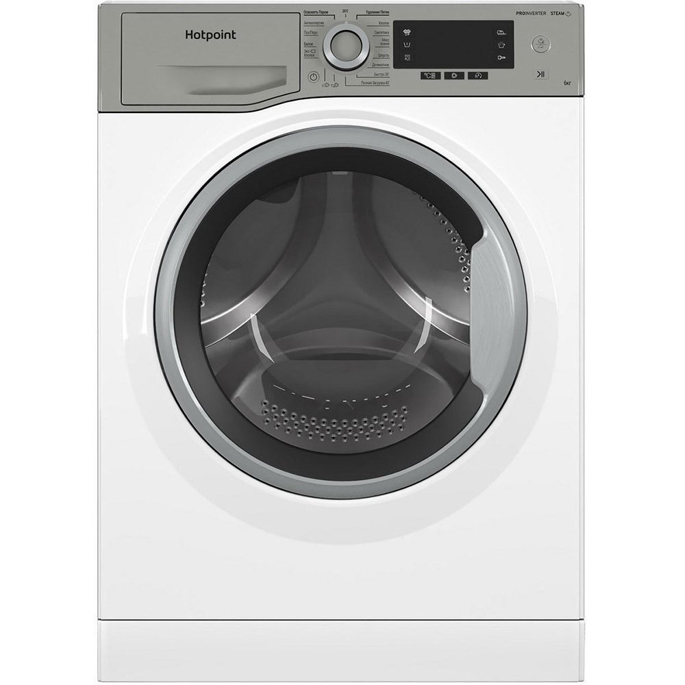 Стиральная машина Hotpoint NSD 6239 S VE RU, белый, серый - купить по  выгодной цене в интернет-магазине OZON (984420074)