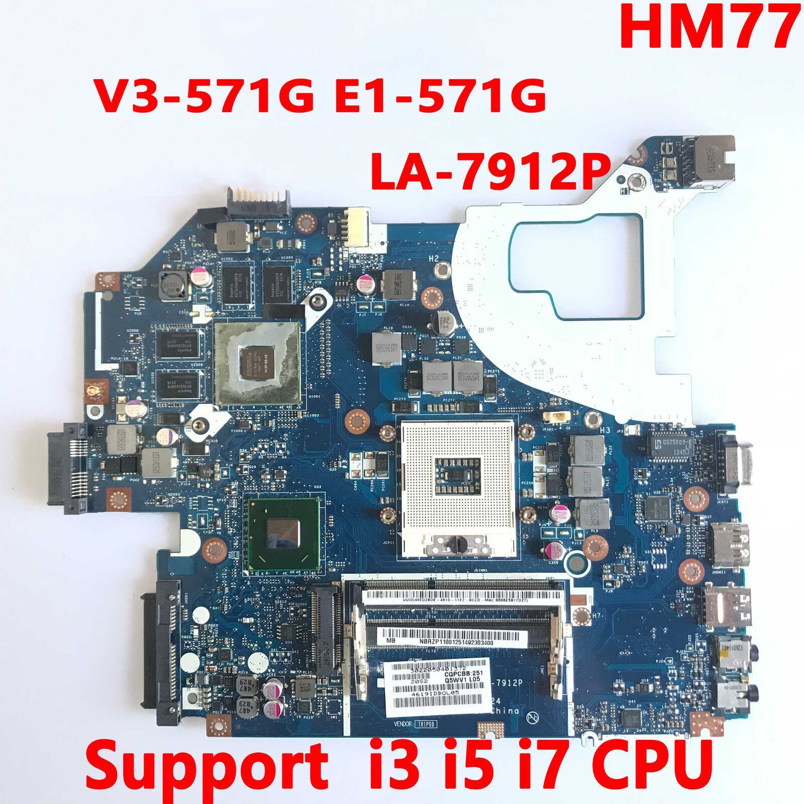 Q5WVH Q5WV1 LA-7912P для Acer Aspire V3-571G E1-571 E1-571G Материнская  плата ноутбука с HM77 Chipset GT620M/610M 1 ГБ