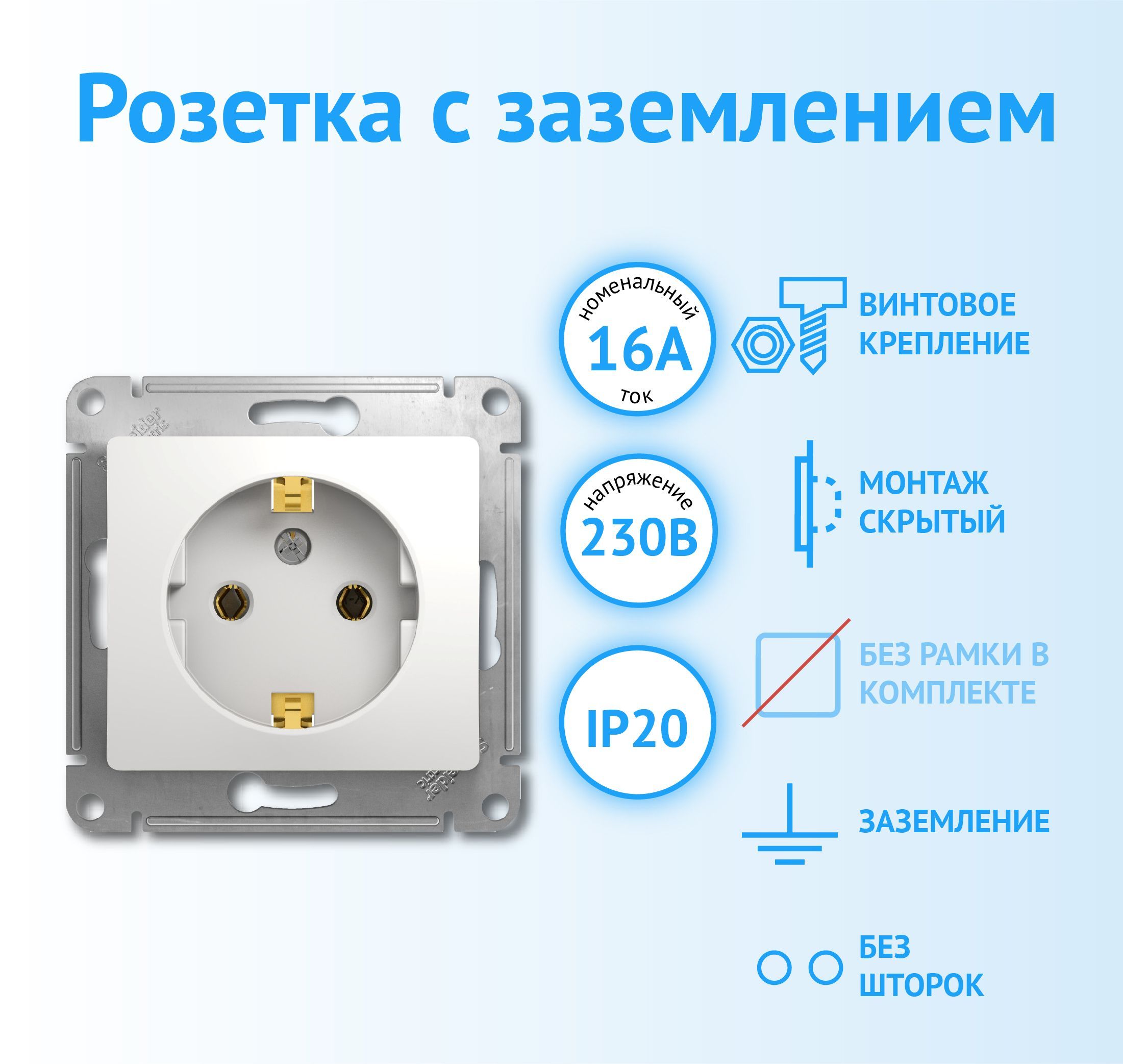 Розетка schneider electric glossa белый