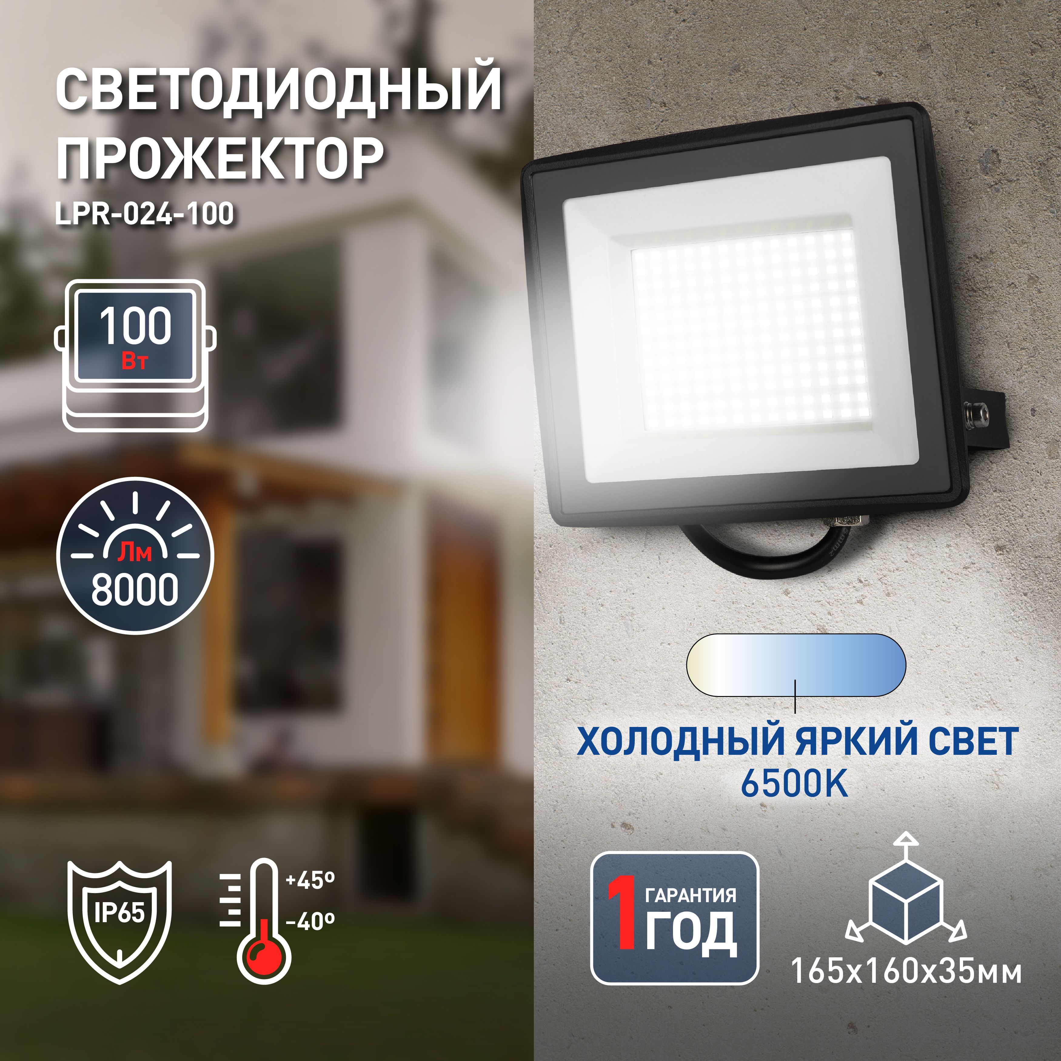 Прожектор светодиодный уличный ЭРА RED LINE LPR-024-100 от сети ...