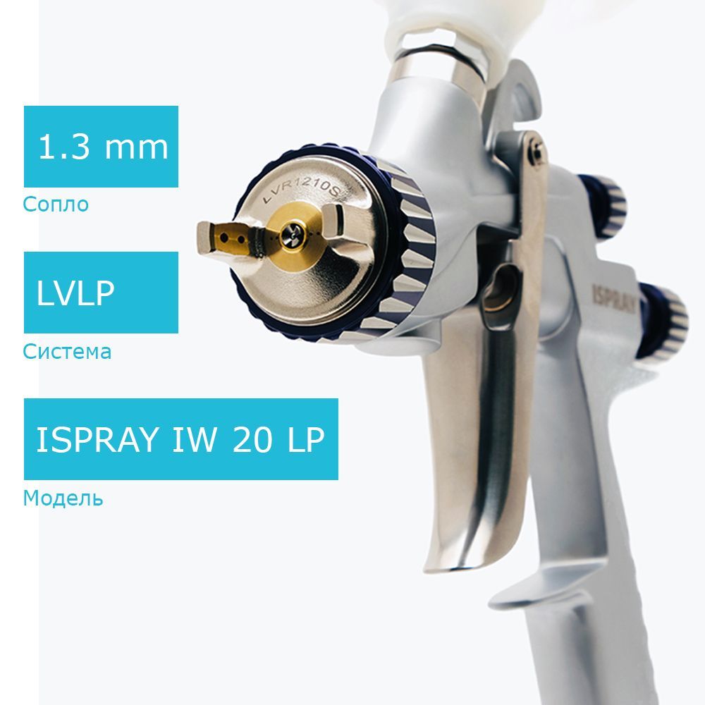 Isistem ISPRAY IW-20-LP краскопульт пневматический LVLP, бачок 600 мл, сопло 1,3 мм