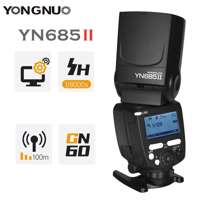 Вспышка YONGNUO, YN685II ETTL 2,4G, беспроводная HSS 1/8000s GN60, мастер-вспышка Speedlite для зеркальной камеры Canon 5D3 6D2 800D 77D 7D2 T4i T3i 1300D 70D