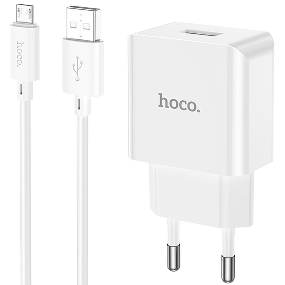 СетеваязарядкаHocoC106Aскабелемmicro-USB;10.5W;1USB-A;белый