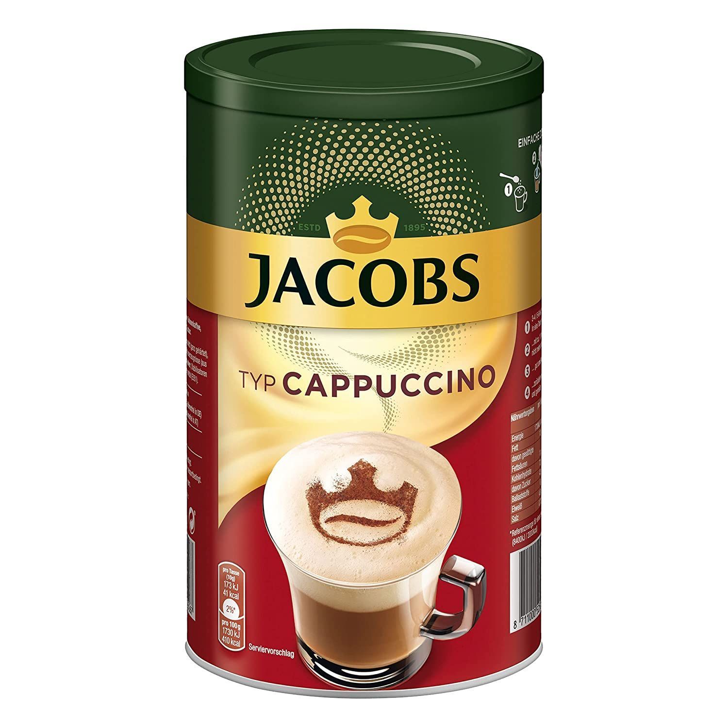 Кофе нидерланды. Jacobs Coffee 400гр. Кофейный напиток Jacobs Cappuccino 400 г. Якобс капучино 3 в 1. Jacobs Typ Cappuccino.