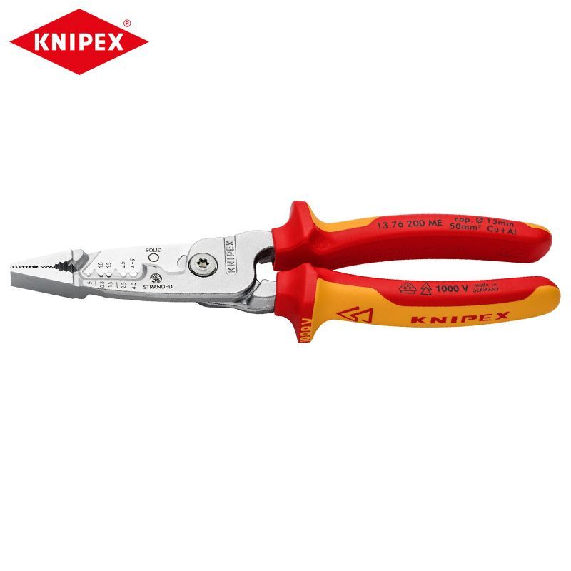 KNIPEX1376200MEИзолированныеметрическиеклещидлязачисткипроводовдляэлектриков,протестированоVDE,хромированные,200мм