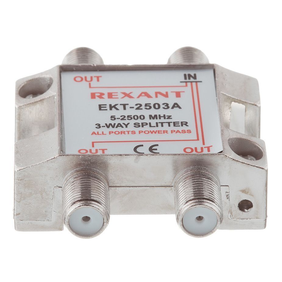 Делитель Rexant. Сплиттер Rexant. Rexant Splitter на 3tv 5-2500 MHZ для спутникового ТВ, Power Pass, 05-6202. Делитель TV на 2 выхода под f-разъем gecen GS-01-02 (1/400).