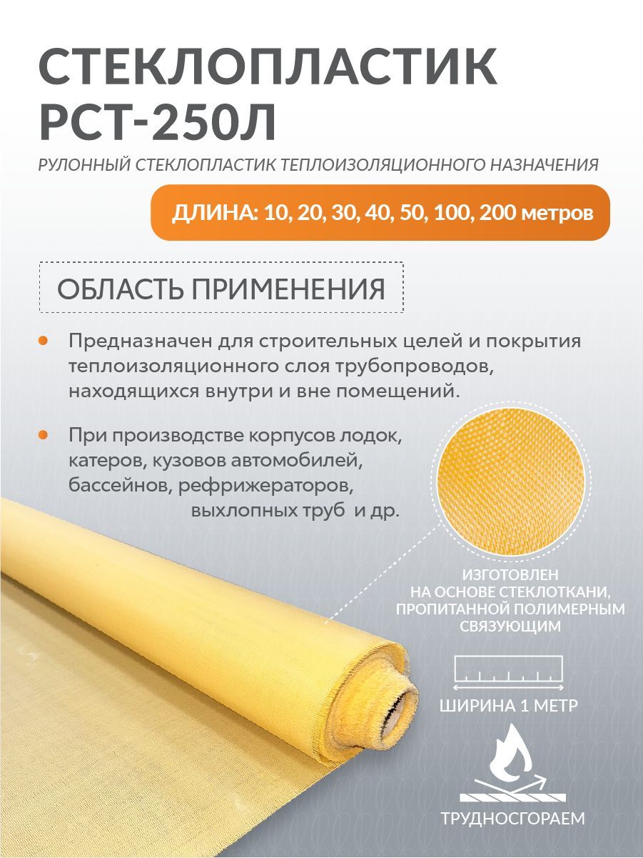 Стеклопластик РСТ-250 рулонный 100 метров купить по доступной цене с  доставкой в интернет-магазине OZON (1223720109)