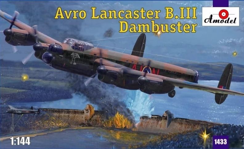 Сборная модель Самолёт Avro Lancaster B.III Dambuster (1/144) Amodel 1433