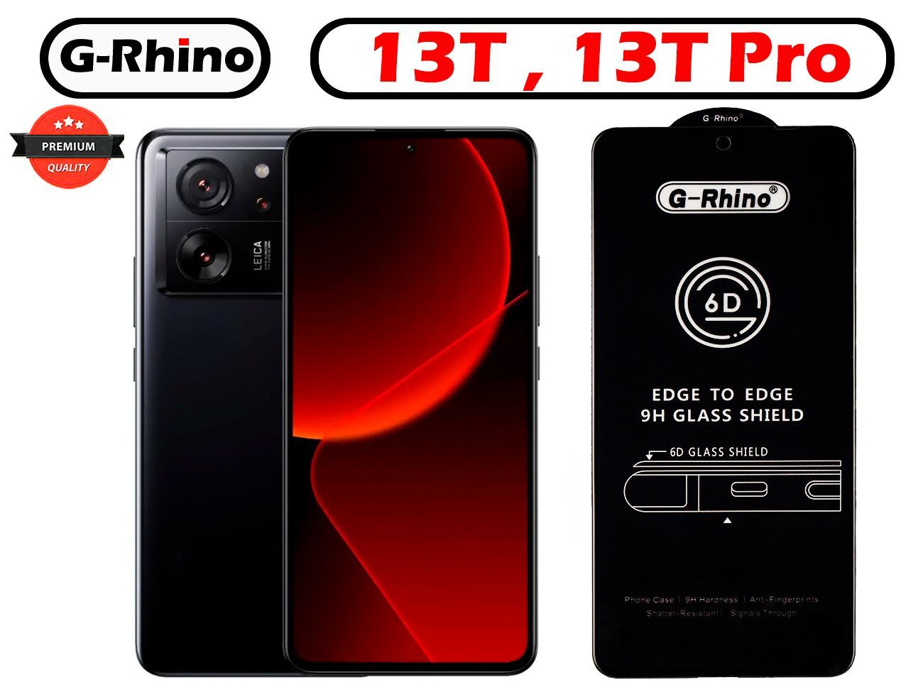 Защитное стекло G-Rhino для Xiaomi 13T , 13T Pro Закаленная прозрачная  защита 9H на экран для смартфона Ксиаоми / Противоударная бронь на дисплей  телефона Сяо Ми от падений - купить с доставкой