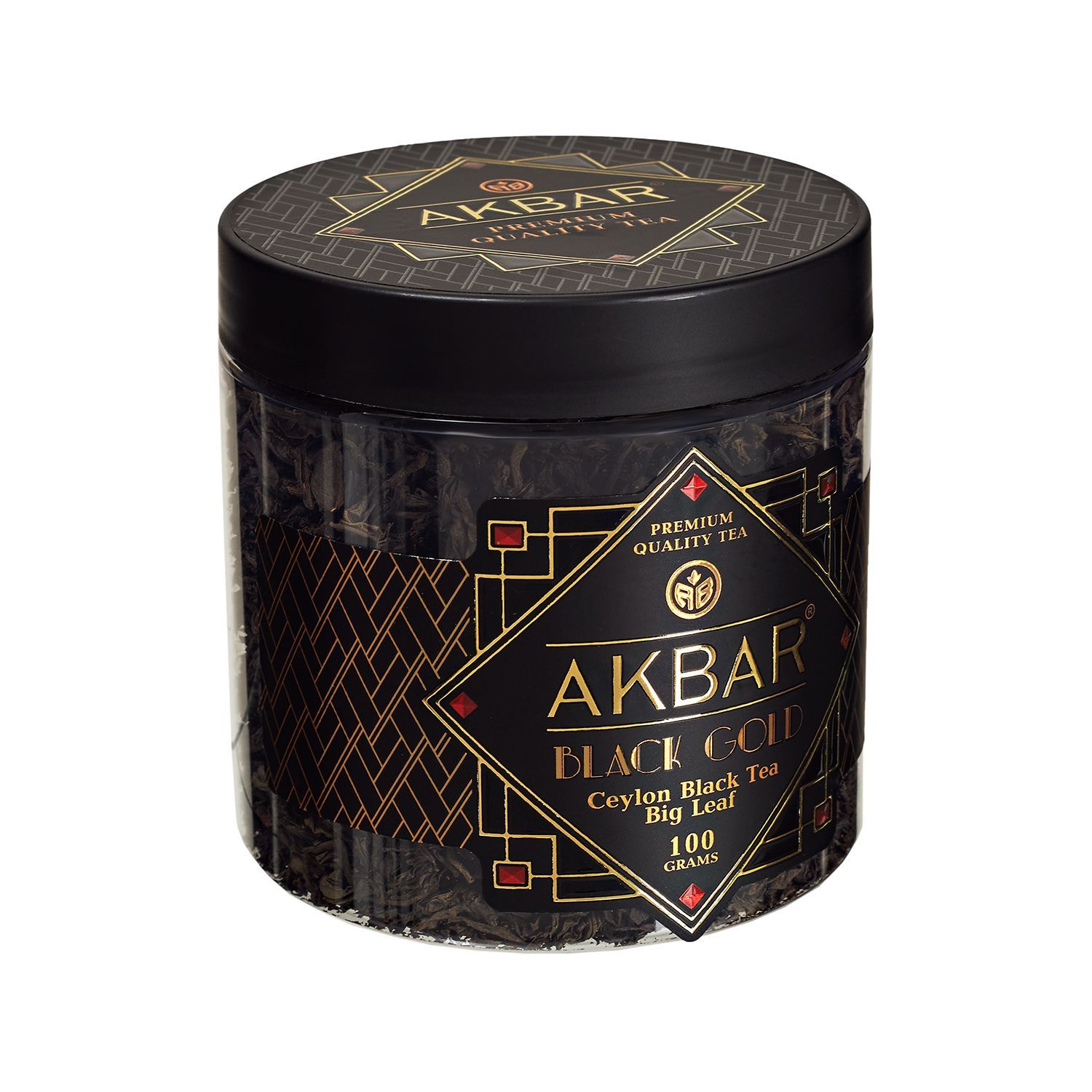 Akbar Black Gold чай черный крупнолистовой в пластиковой банке, 100 г