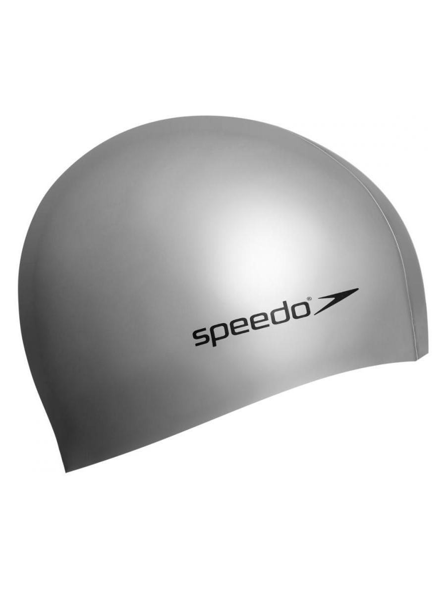 Speedo Plain Flat Silicon Cap Silver Black