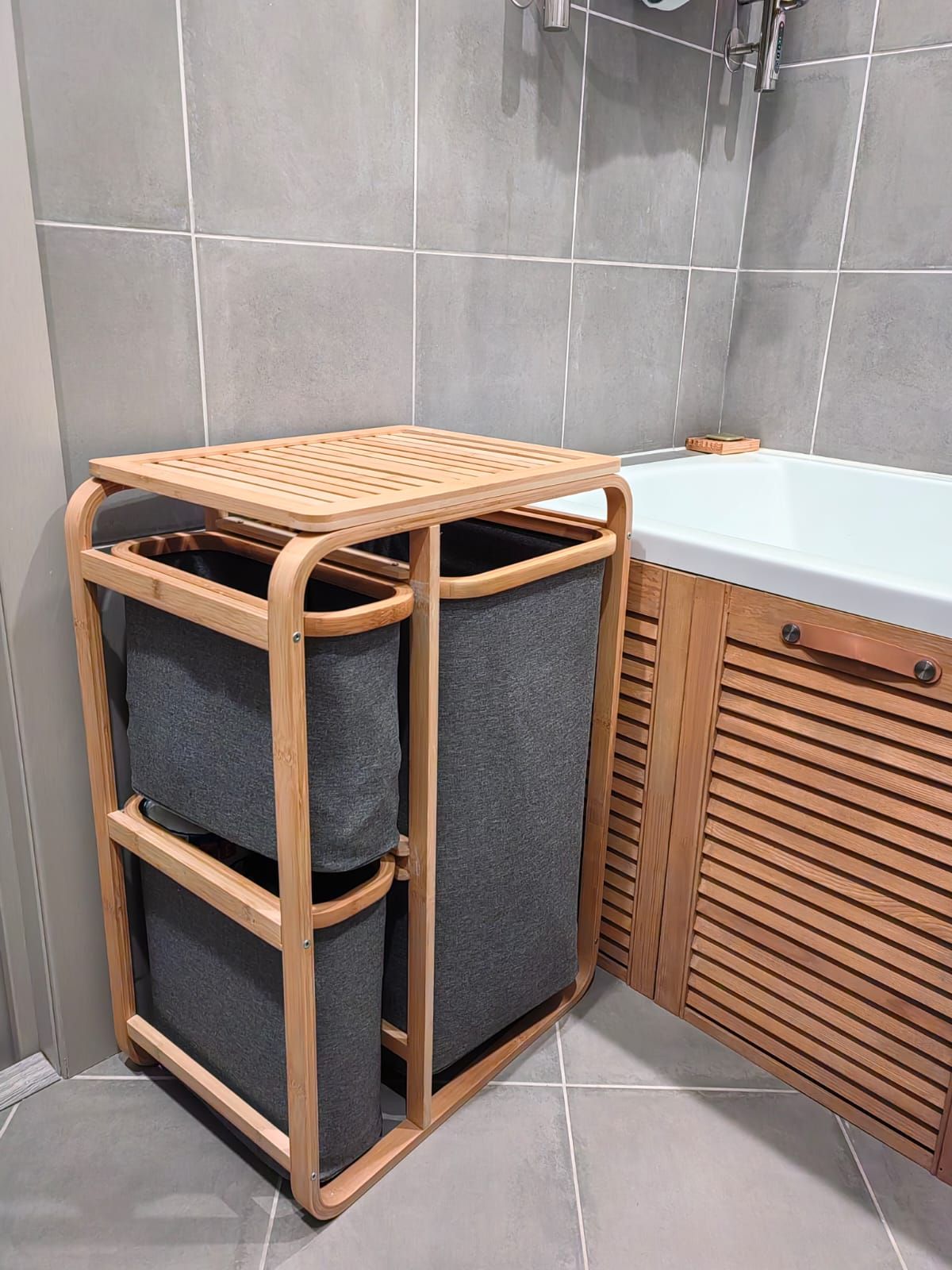 Стеллаж для Ванной с Корзиной для Белья – купить в интернет-магазине ...