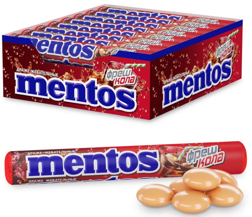 Жевательные драже Mentos Фреш Кола, 24 шт по 37,5 г