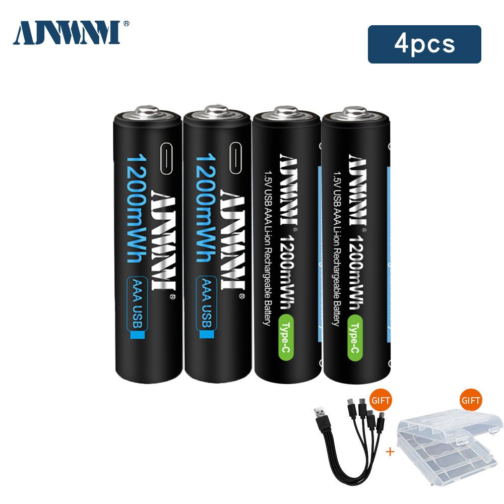 AJNWNMАккумуляторнаябатарейкаAAA,1,5В,1200мАч,4шт