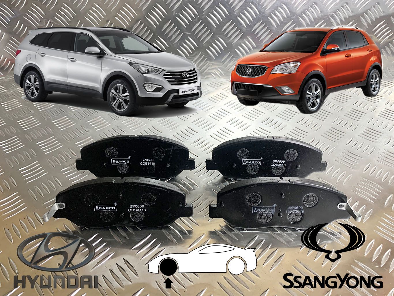 КолодкитормозныепередниедляSSANGYONGActyon,HYUNDAIGenesis2008-2014,SantaFeII,III,GrandSantaFe,KIASorentoIIс2009г.BAPCOBP0609