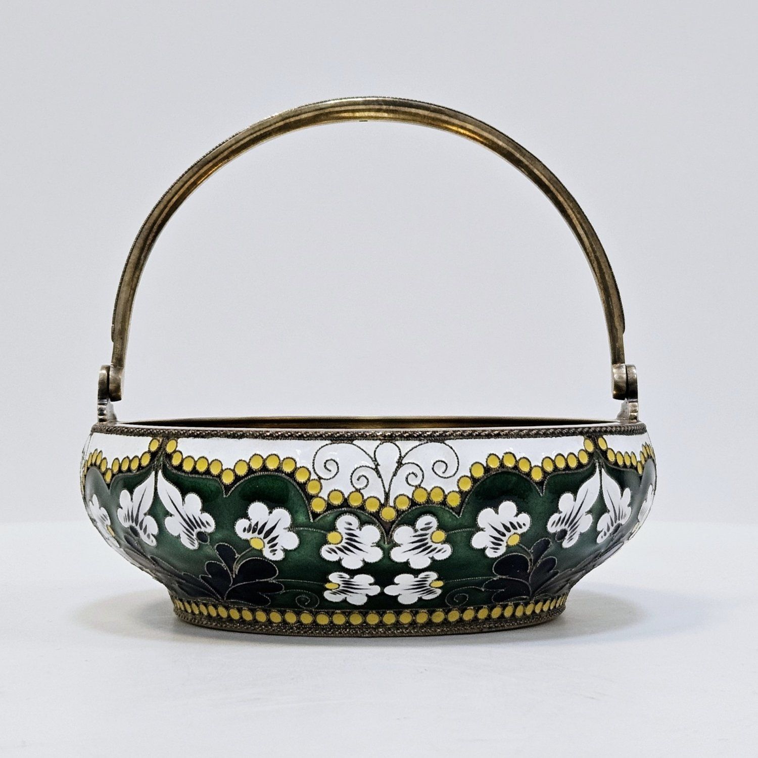 Сахарница серебро декорирование в технике перегородчатой эмали 925 проба No.6491