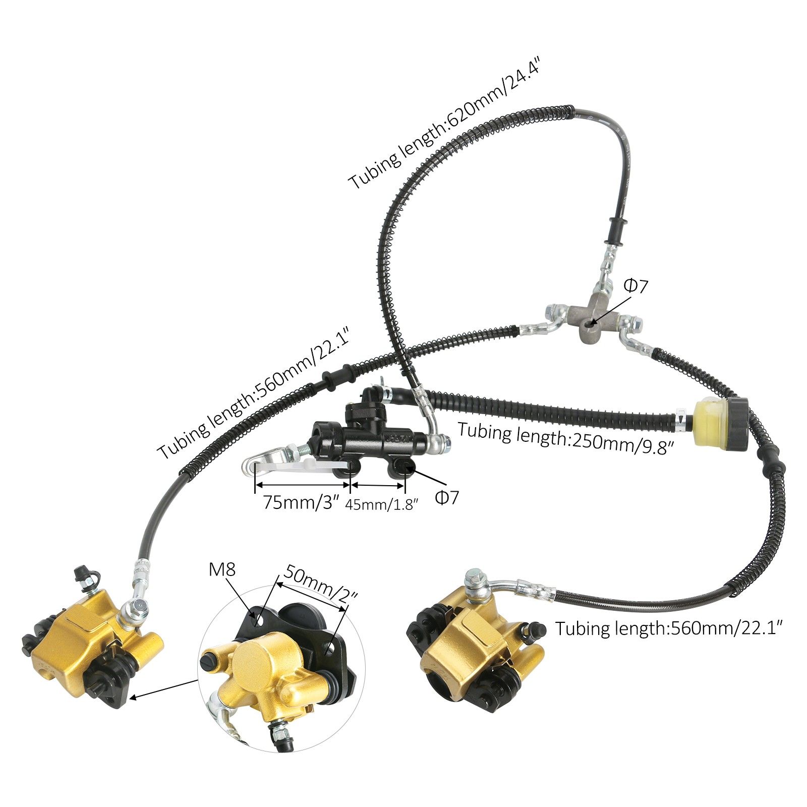 Передний тормозной суппорт ATV в сборе для 125cc 150cc 200cc 250cc Go Kart ATV Quad