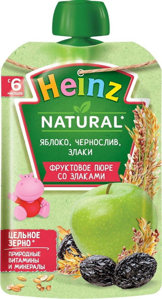 Пюре фруктовое Heinz с 6 месяцев, яблоко, чернослив, злаки, 90 г  #1