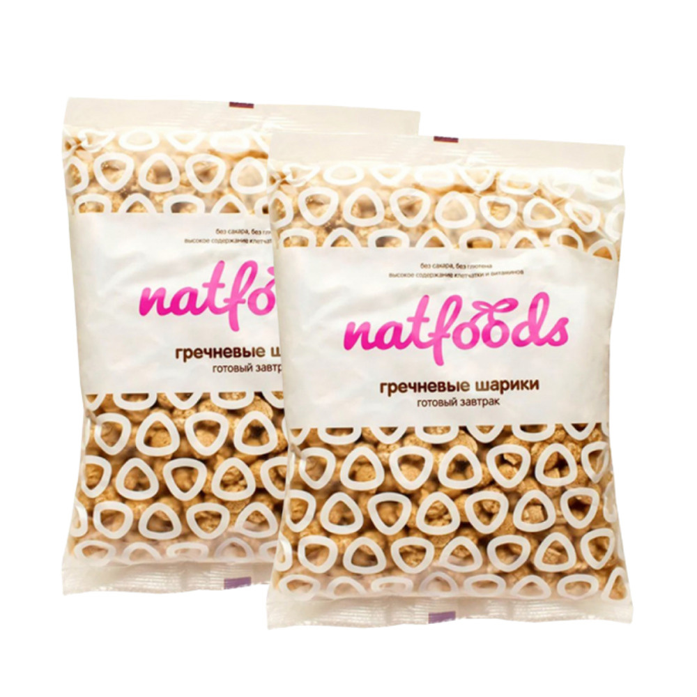 Гречневые шарики "Natfoods"  без сахара 75 гр (2 шт. в наборе) #1