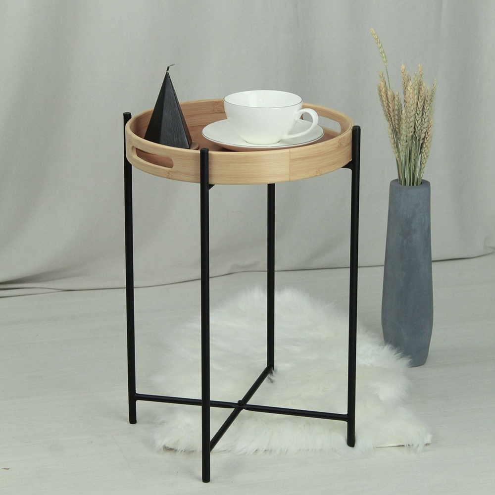 Столик кофейный Мебелик SHT-CT30 черный муар/прозрачный лак  #1