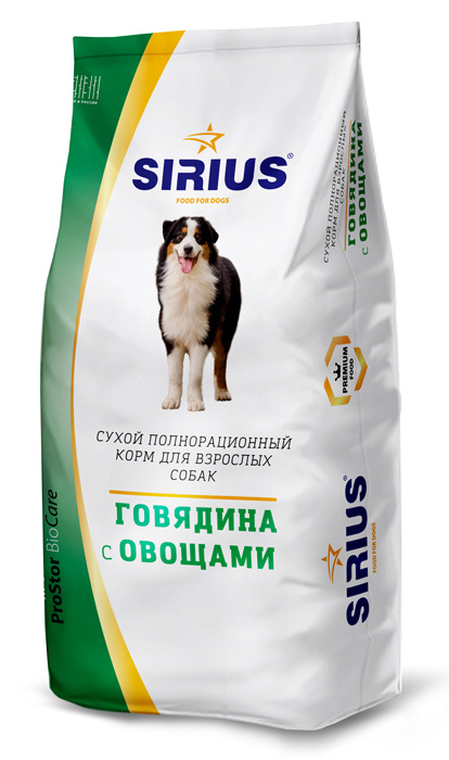 Сухой корм для собак Sirius Говядина с овощами 15 кг — купить в ...
