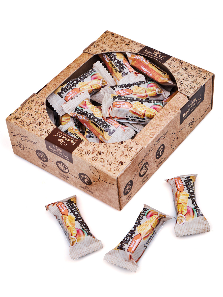 Конфеты в шоколаде "Медофеты" суфле манго-маракуйя, коробка 450г ...