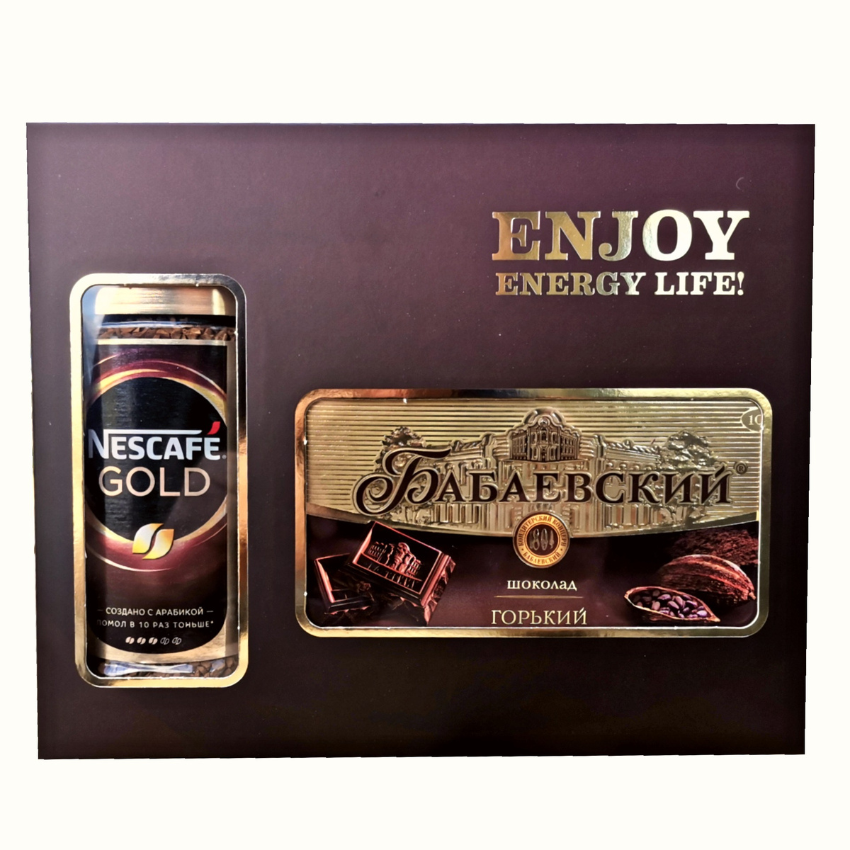Подарочный набор кофе Nescafe Gold 95г + Шоколадная плитка Бабаевский ...