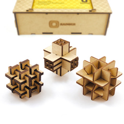 Подарочный набор объёмных деревянных головоломок №2 (3 шт разной сложности).RADGER. Головоломки