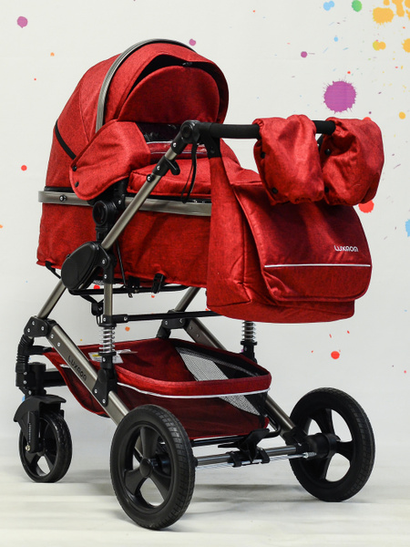 Коляска трансформер Luxmom 555, бордовый, полный комплект - купить с ...