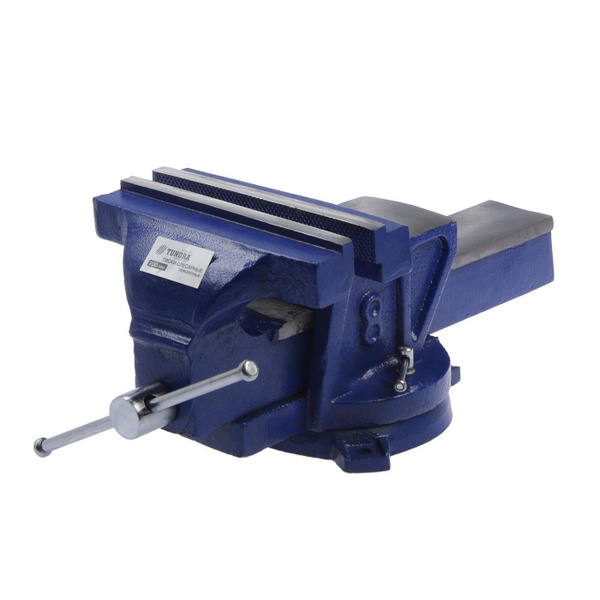 Тиски слесарные поворотные Тундра, с наковальней, высокопрочный чугун ...