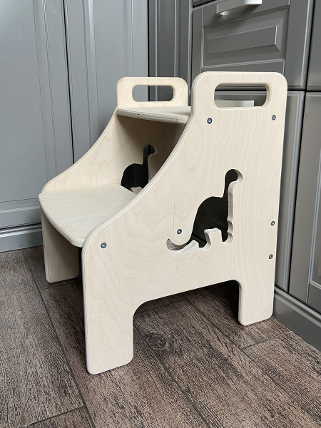 Ступенька столик для детей BE KIDS Дино 3 в 1 с покрытием маслом (белый ...