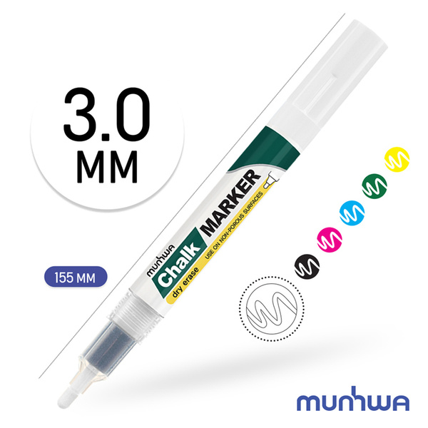 Меловой маркер MunHwa "Black Board Marker" белый 3 мм - купить с ...