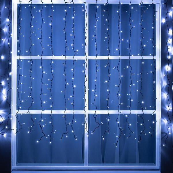 Luazon Lighting Гирлянда "Занавес" 2 х 1.5 м, IP44, УМС, тёмная нить ...