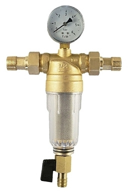 Фильтр промывной 3/4" с манометром TIM JH-2002 стеклянный корпус ...