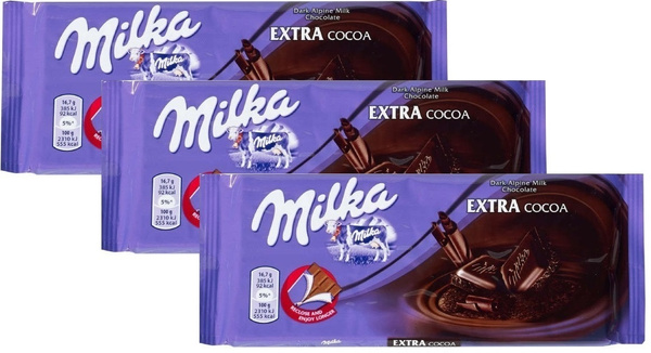 Шоколадная плитка Milka Extra Cacao Dark / Милка Экстра Какао Дарк 3 шт ...