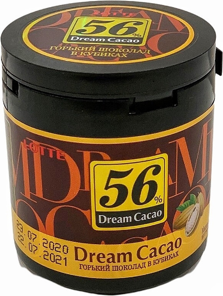Горький Шоколад в Кубиках LOTTE DREAM CACAO 56%, 90г - купить с ...