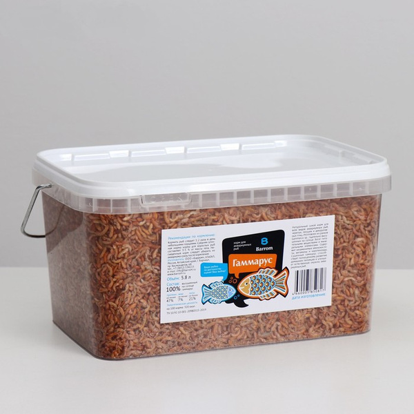 Barrom Корм для рыб Гаммарус тушка, 5.8 л, ведро / Сухой корм для ...