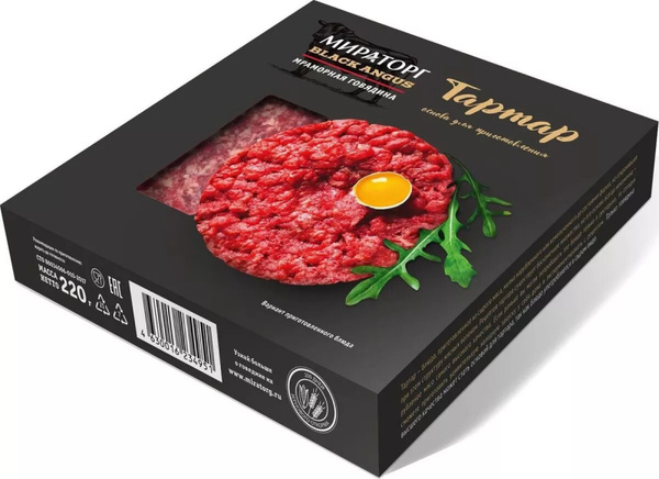Тартар из мраморной говядины Black Angus Мираторг, охлажденный, 220 г ...