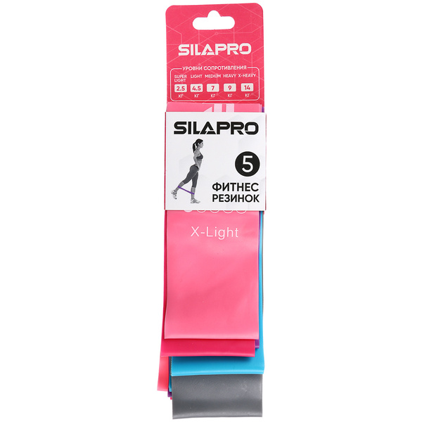 Фитнес-резинка Silapro Латекс, фиолетовый, голубой, 5 шт купить по ...