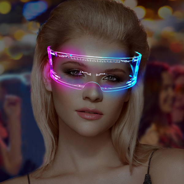 Светящиеся неоновые светодиодные LED очки Cyberpunk(Киберпанк) - купить ...