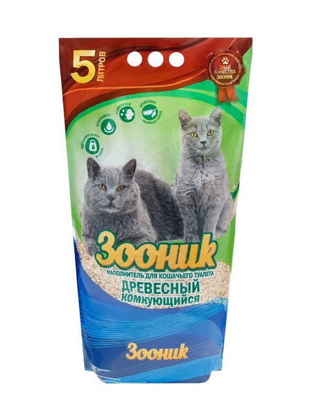 Зооник Наполнитель Древесный, Древесно-минеральный Комкующийся Без ...