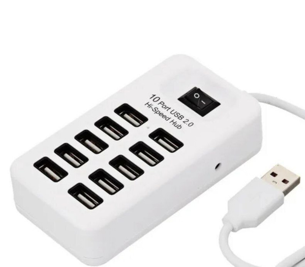 USB HUB разветвитель/ хаб 10 USB портов 2.0 с кабелем 1м с выключателем ...