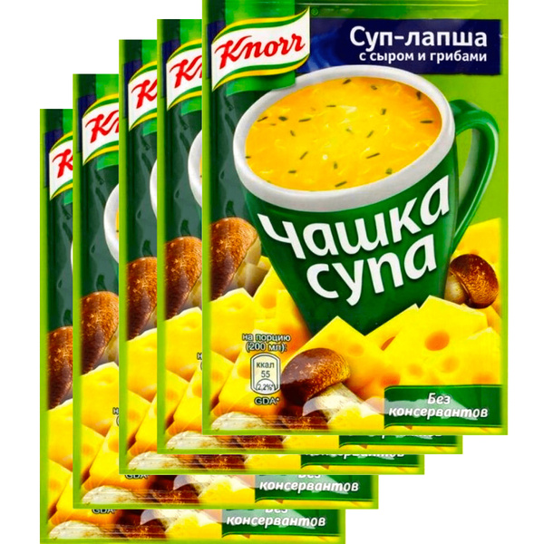 Knorr Чашка Супа быстрорастворимый суп Лапша с сыром и грибами, 15,5 гр ...