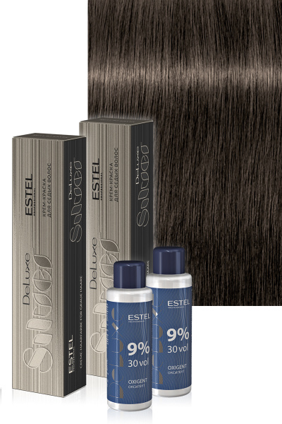 Estel De Luxe Silver 4/0 Шатен Крем-краска для седых волос 60 мл. - 2 ...