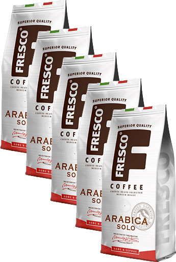 Кофе Fresco Arabica Solo в зернах 1 кг, комплект: 5 упаковок по 1 кг ...