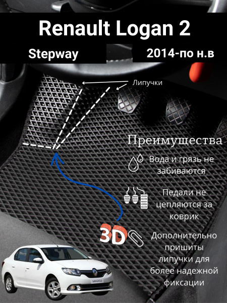 Коврики в салон автомобиля РЕНО ЛОГАН 2,РЕНО ЛОГАН СТЕПВЕЙ 2014-по н.в ...